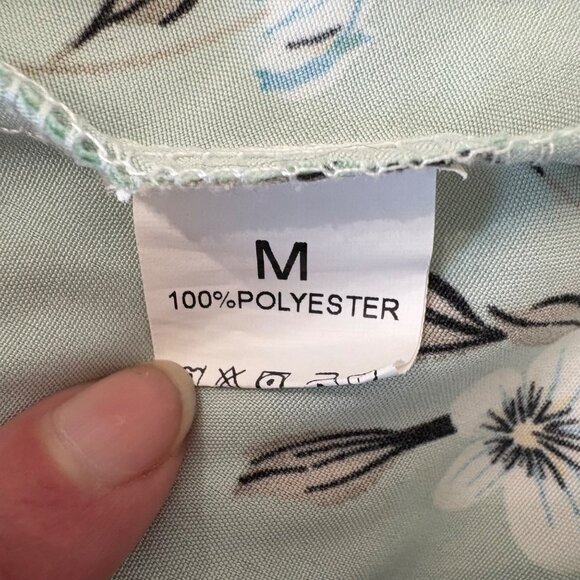 Mint Green Floral Maxi Bohemian Skirt Womens M Elastic Waist Lightweight - Picture 3 of 8